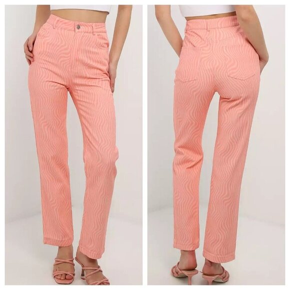 Peppermayo Pink Wave Electric Avenue Straight Leg Pants - US 2 - NWT - Picture 1 of 9